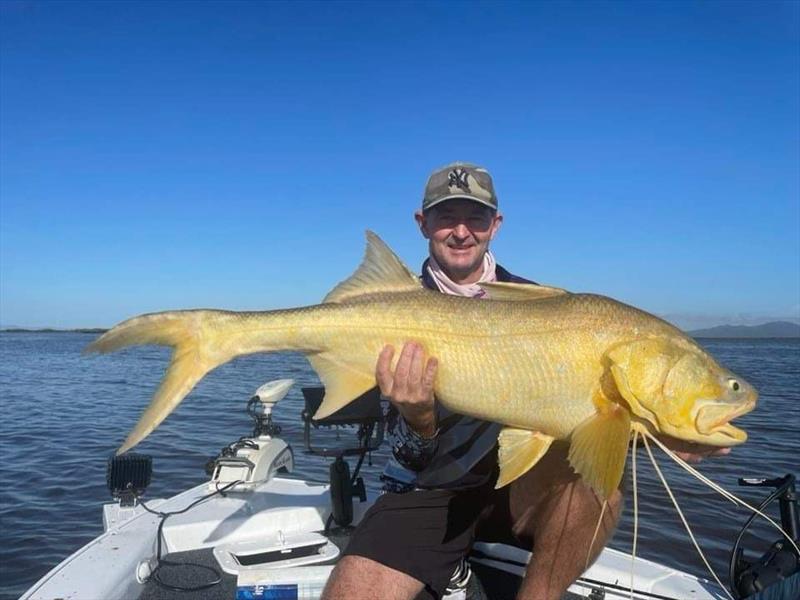 Michael Rails with a beautiful, golden coloured threadfin salmon - photo © Fisho's Tackle World