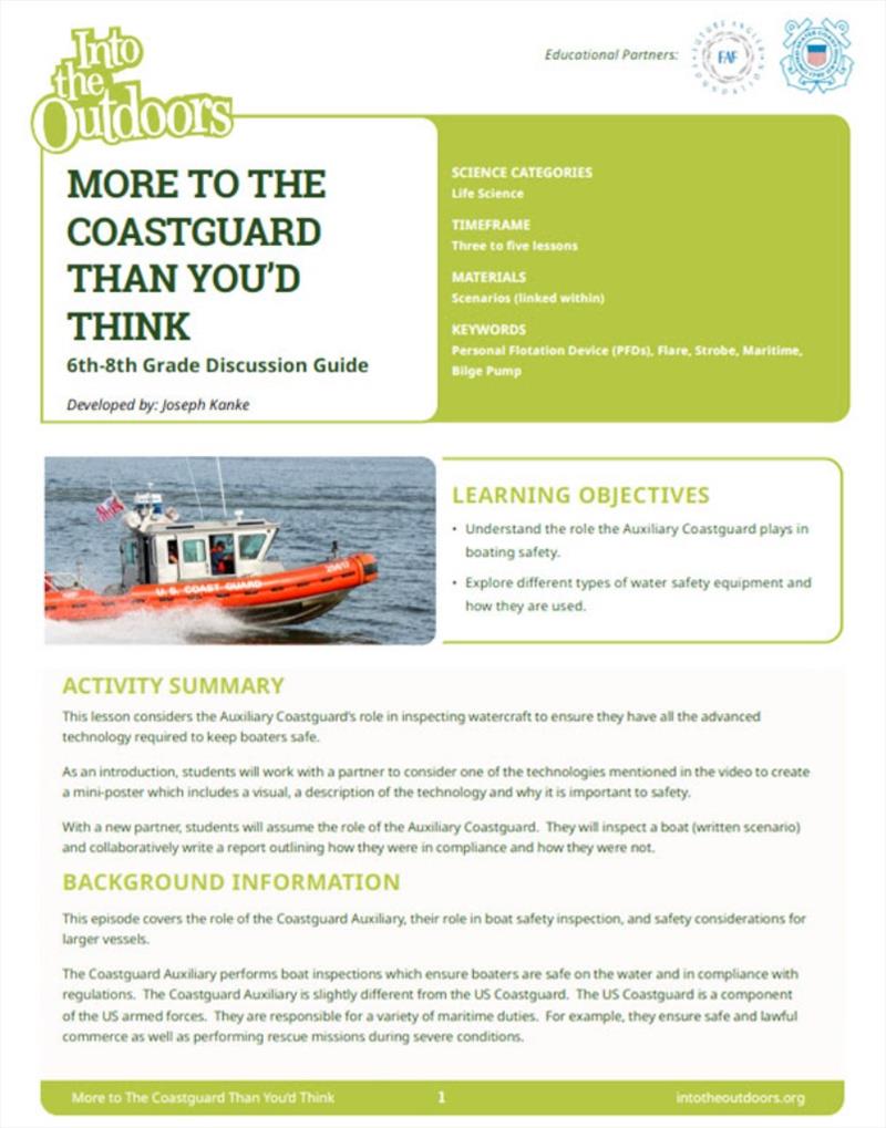 United States Coast Guard checklist made simple photo copyright Future Angler Foundation taken at  and featuring the Fishing boat class