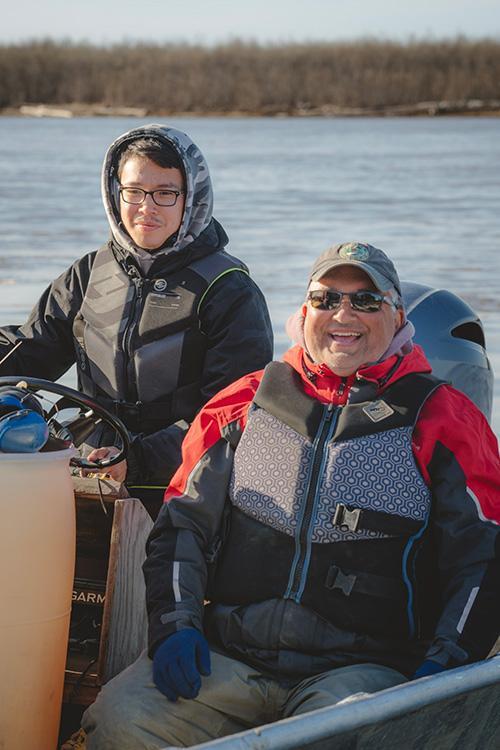 Robert Alstrom and Robert Alstrom Jr., boat captain and crew member, juvenile outmigration survey - photo © Samuel Nothstine, Yukon Delta Fisheries Development Association