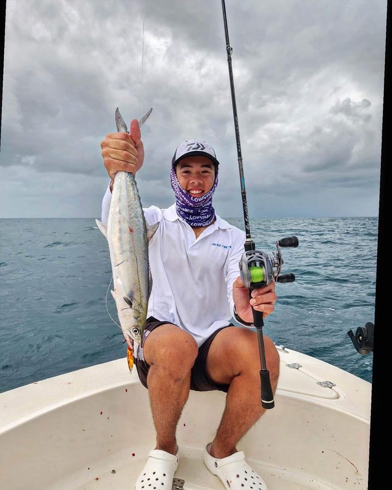 Sean had an absolute ball whilst holidaying and fishing our Hervey Bay waters ticking off many pelagic species, including this school mackerel - photo © Fisho's Tackle World