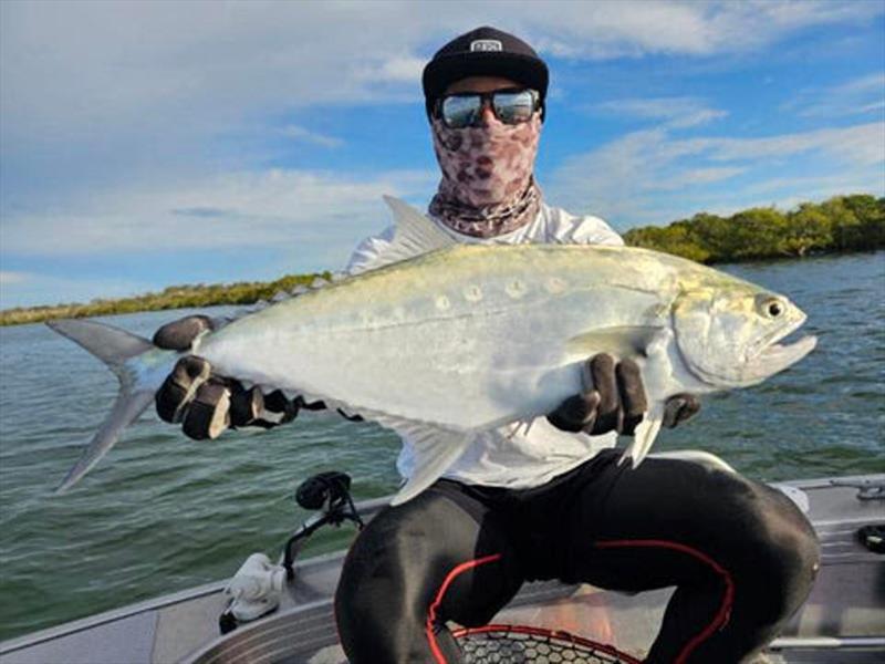 Dan with a fun sized bay queenie. There's plenty inshore right now photo copyright Fisho's Tackle World taken at  and featuring the Fishing boat class