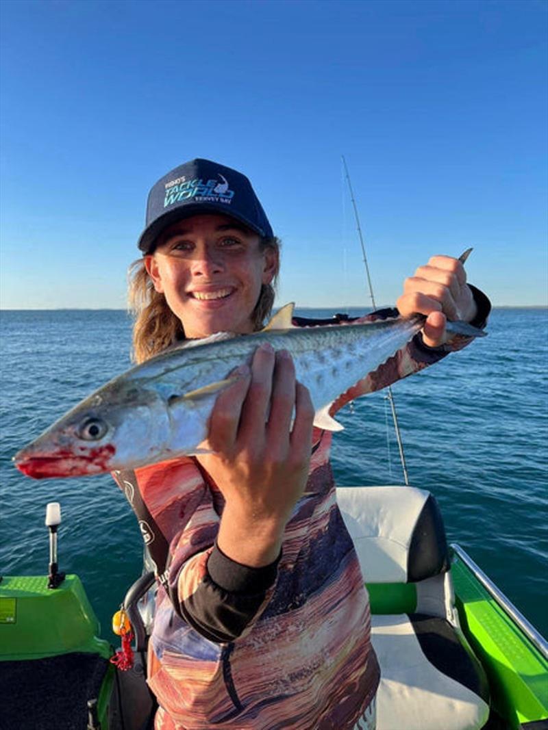 Great fun for the groms. Plenty of schoolies inshore, easily trolled or spun up on spoons. Take care to released undersized fish unharmed - photo © Fisho's Tackle World
