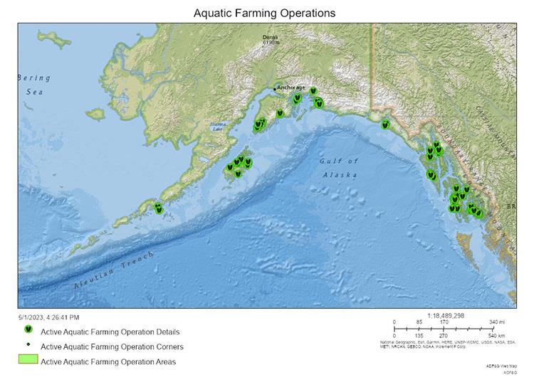 Aquatic farming operations - photo © ADF&G Aquatic Farming Operations Mapper