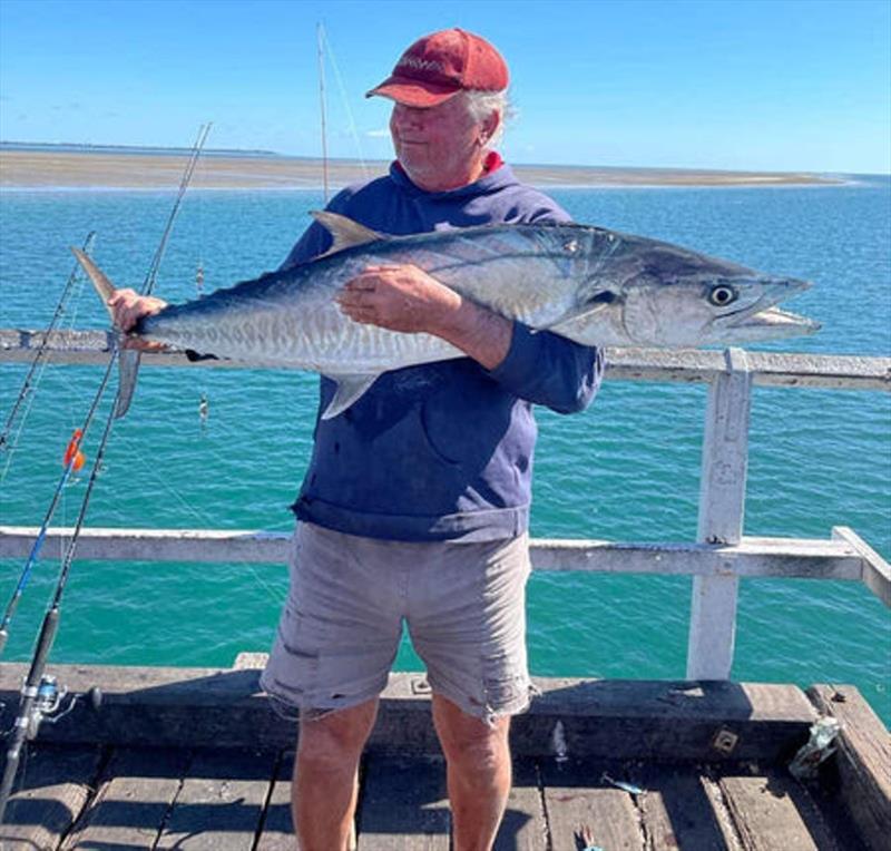 Atilla was on the spot when this spaniard rocked up at the Urangan Pier. Fish like this are why the locals favour the tackle they do photo copyright Fisho's Tackle World taken at  and featuring the Fishing boat class