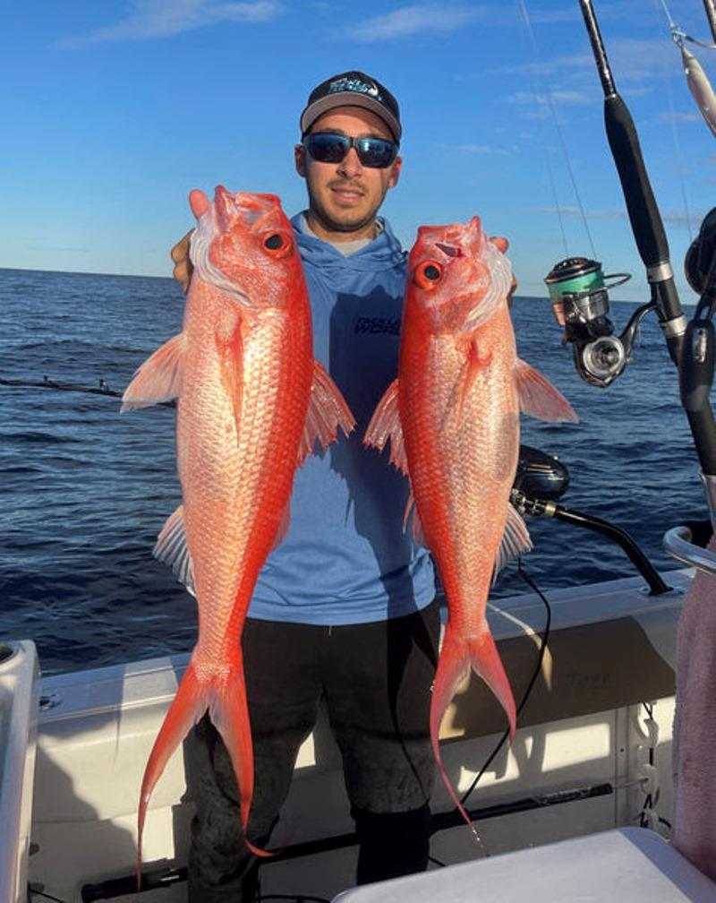 Flamies were on the chew over the shelf again last week. Dane showing the average size - photo © Fisho's Tackle World