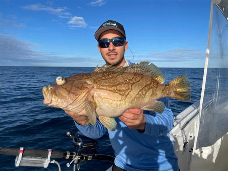 Dane with a fat Comet Cod caught deep-dropping over the shelf. Mmmm .... Tasty - photo © Fisho's Tackle World