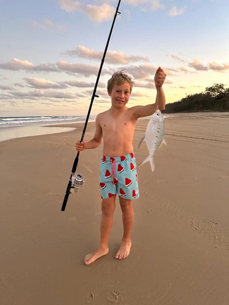 Walter Chandler with a ripper dart from Fraser's surf beach - photo © Fisho's Tackle World