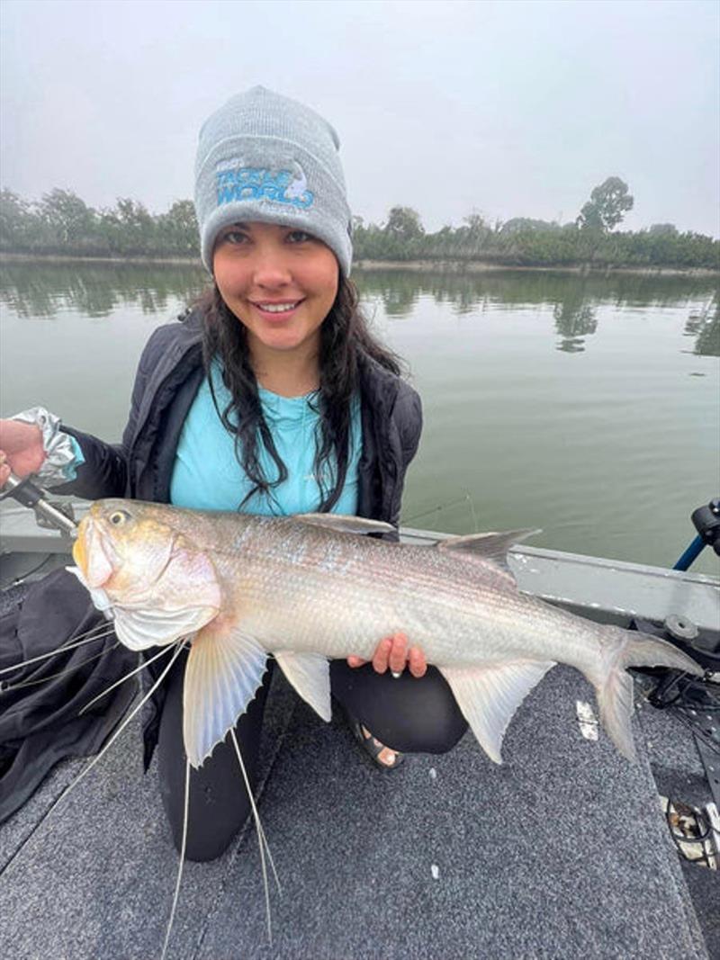 Logan's better half, Tiarna, had a ball catching threadies recently - photo © Fisho's Tackle World