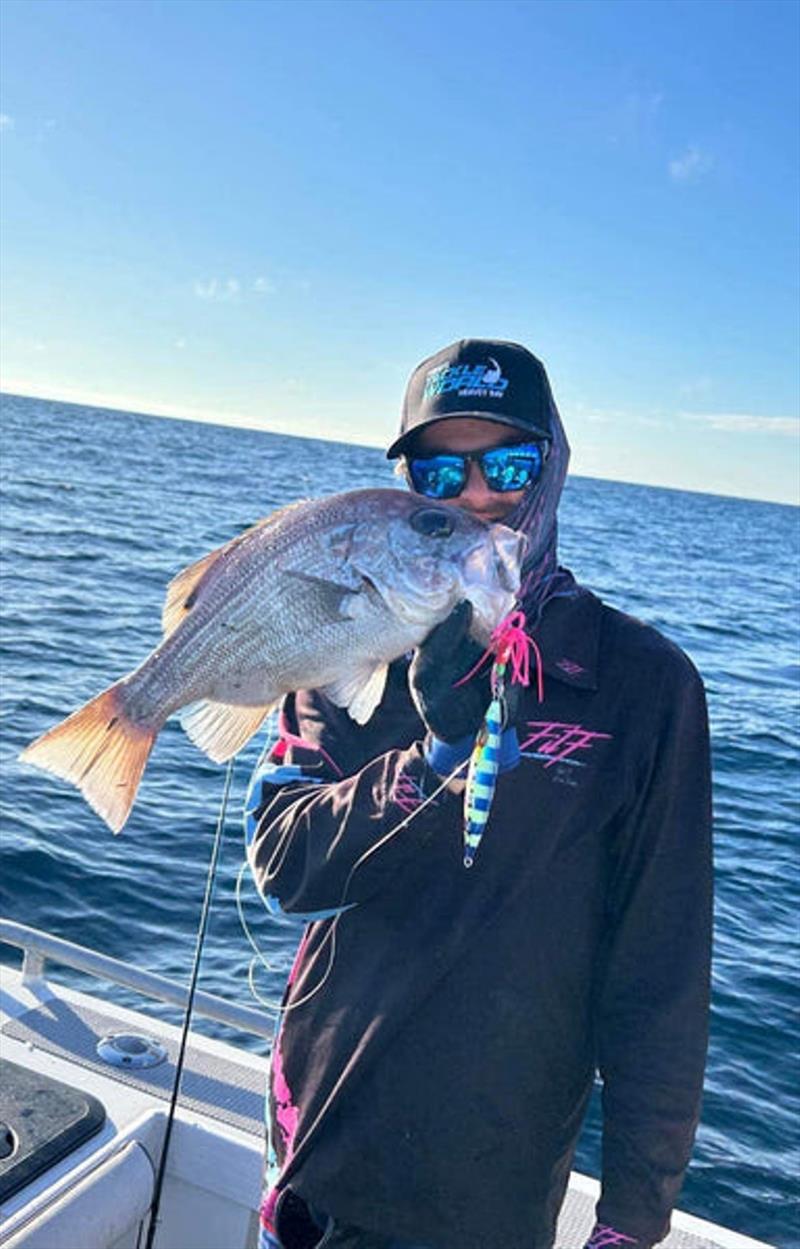 Kyle picked up a nice pearlie on a Vexed Dhu Drop jig over the shelf - photo © Fisho's Tackle World