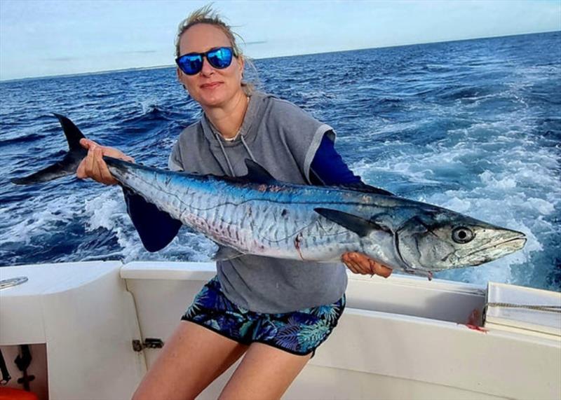 Dorzy was happy with a spaniard she picked up recently. Slender-looking fish such as this are very often males - photo © Fisho's Tackle World