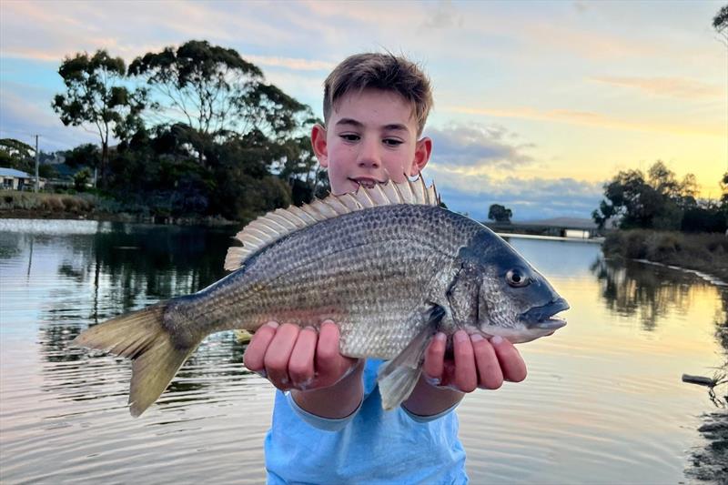 Flynn Hooker with some cracking southern bream - photo © Spot On Fishing Hobart