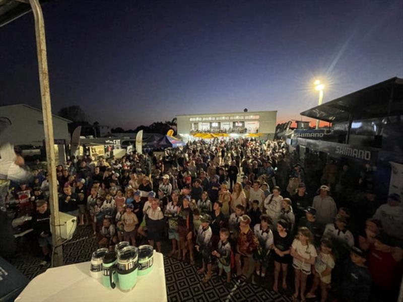 A great crowd with lots of kids front and centre at the prize draws during the recent Woodgate Beach Hotel Fishing Classic - photo © Fisho's Tackle World