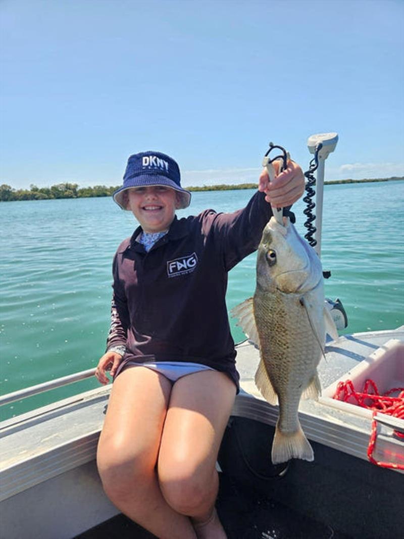 This young lass was stoked with a beaut grunter she caught earlier this month. Quality fish abound if you wish to seek them out - photo © Fisho's Tackle World