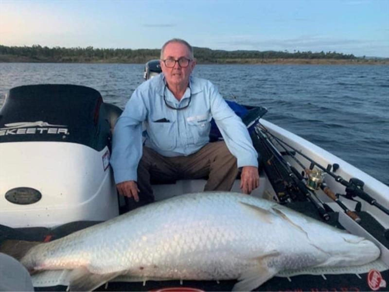 A classic shot of a 121cm Callide beast trolled up by Paul back in Feb 2022. Foreground fish look oversized to reality, but very cool all the same - photo © Fisho's Tackle World