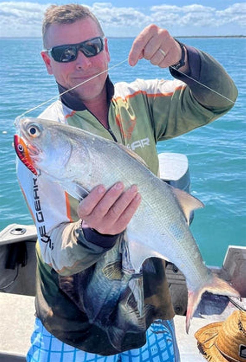 Matt with a sporty blue salmon he caught on one of the favoured local trout trolling lures, the 80mm Warlock - photo © Fisho's Tackle World