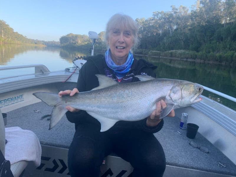 A blue salmon this size will pull as hard as any threadfin half as long again. Love 'em or hate 'em, they are great sport - photo © Fisho's Tackle World