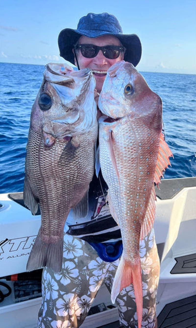 Tim Dale picked up a handy feed of snapper and pearl perch. Two of only few fish you could catch and keep in deep water offshore during the recent CRFF Closure - photo © Fisho's Tackle World