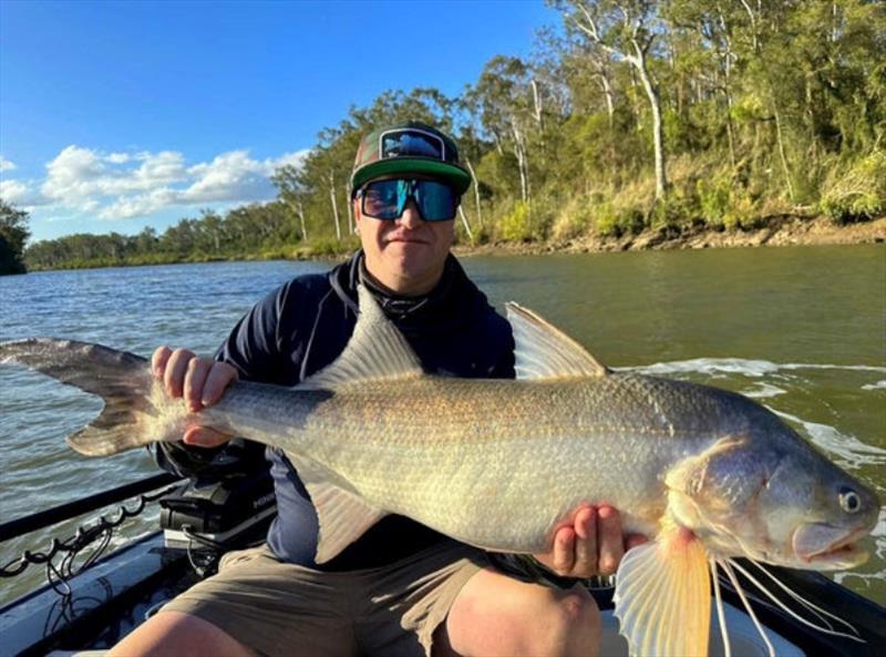 Lochie Cromie with a solid sambo from a popular spot on the river - photo © Fisho's Tackle World