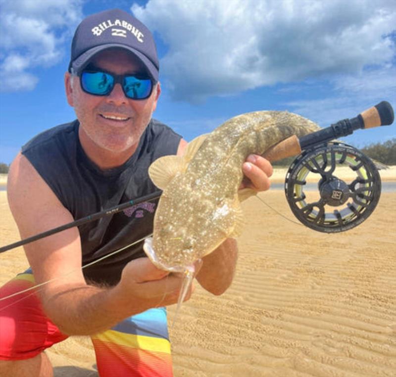 Fishing for flatties on fly is fun no matter where you travel. Brent from Tackle World Port Stephens can do this at home, but enjoyed a change of scenery - photo © Fisho's Tackle World
