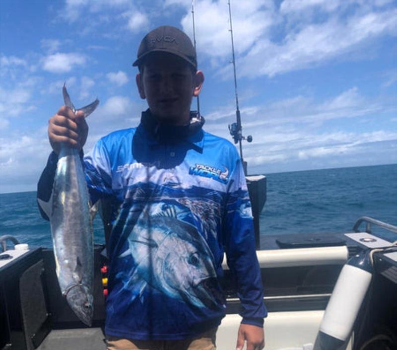 Harlan was happy with this nice school mackerel. There will be plenty out there after this blow if you want to go catch some - photo © Fisho's Tackle World