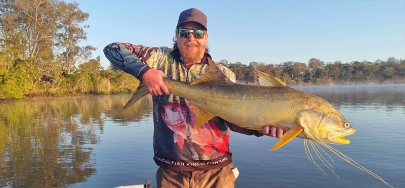 Nigel Hoare holds yet another nice threadie aloft. Great targets when barra are off the hit list - photo © Fisho's Tackle World