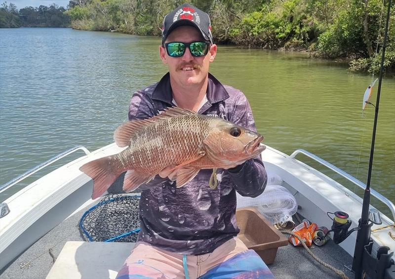 Luke Waters was happy with this nice jack. The heat and storms will spur them on again this weekend - photo © Fisho's Tackle World