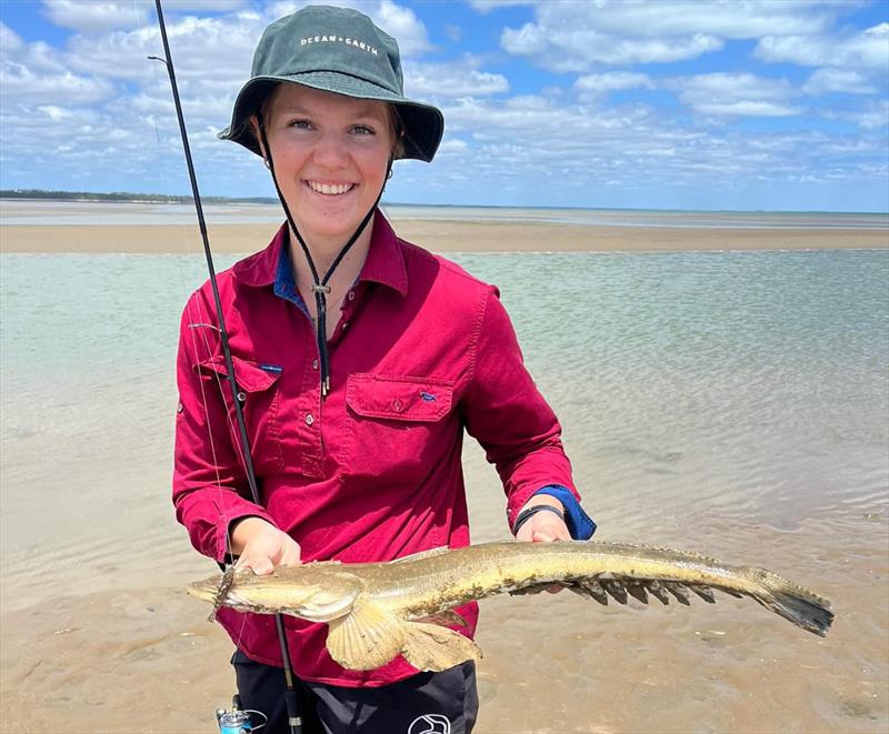 Do what Lara did and wander the local flats and you could be rewarded with some nice flatties too - photo © Fisho's Tackle World