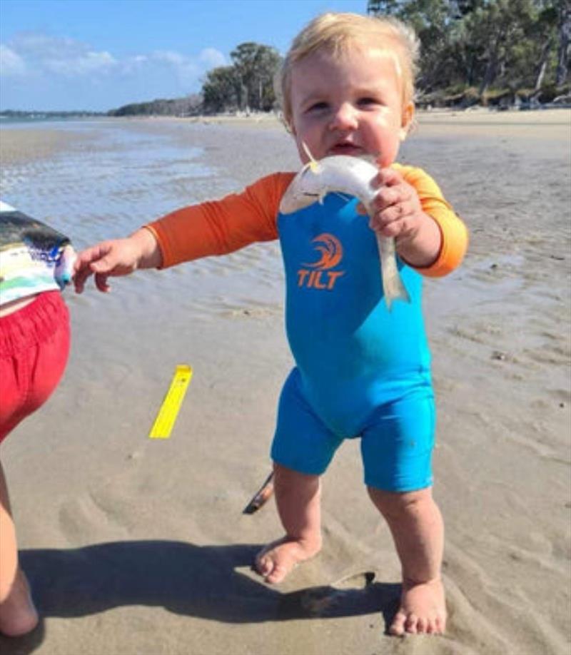 Little Hudsen had a ball on the beach catching whiting. They are a great fish for all ages and a worthy target this week coming - photo © Fisho's Tackle World