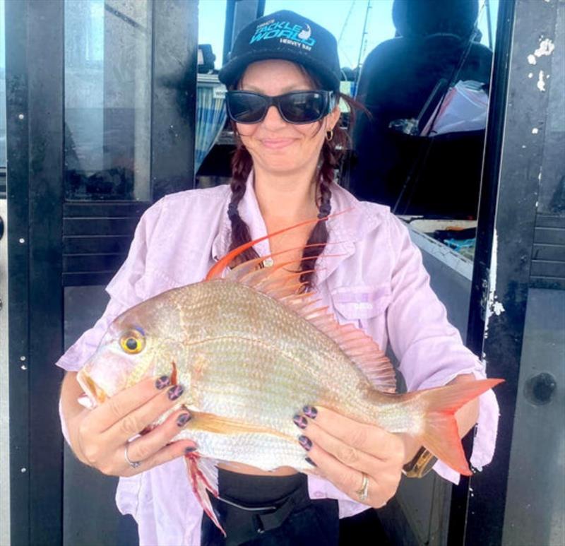 Mel caught this frying pan snapper on a recent charter trip over the Wide Bay Bar - photo © Fisho's Tackle World