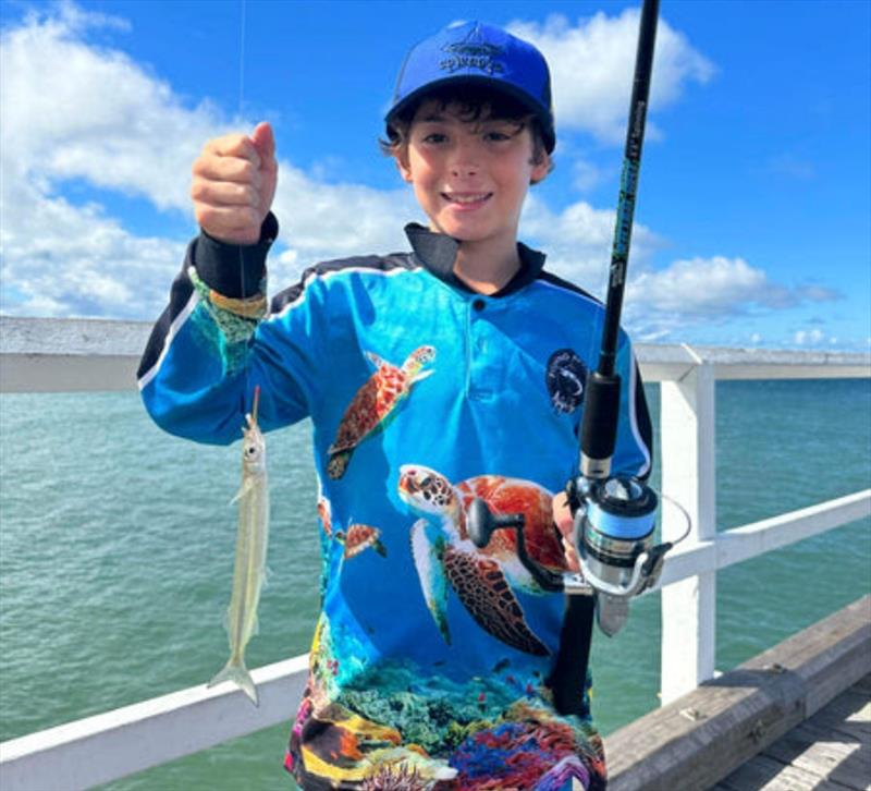 Harry had no trouble tricking the pier's garfish. Great school holiday fun for all ages - photo © Fisho's Tackle World