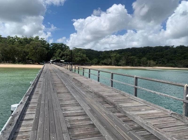 Kingfisher Bay Resort's jetty, looking back towards the beach. This shot was taken yesterday morning a couple of hours into the ebb tide photo copyright Fisho's Tackle World taken at  and featuring the Fishing boat class