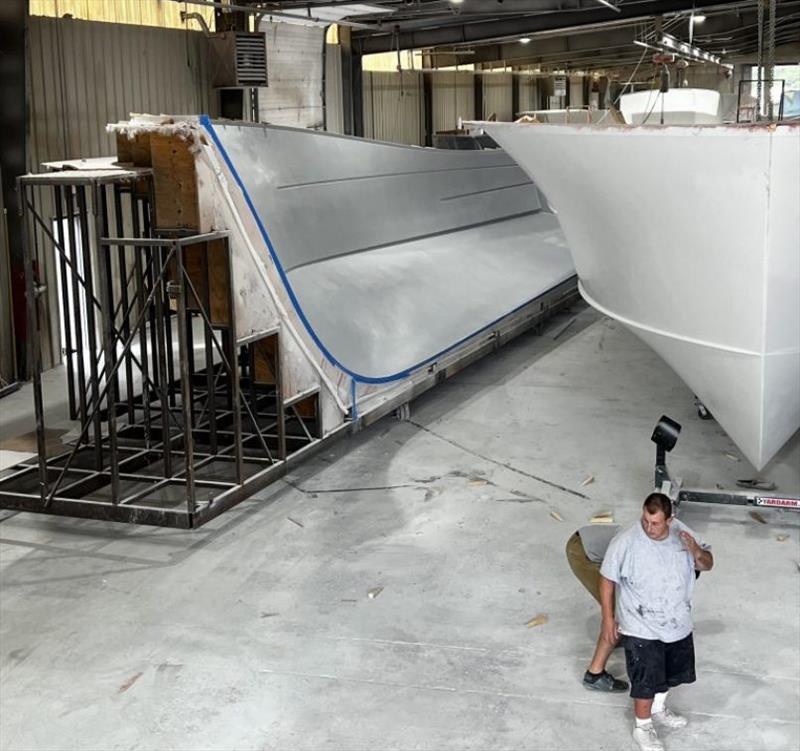 Release 55' Walkaround flybridge hull #1 - photo © Release Boatworks