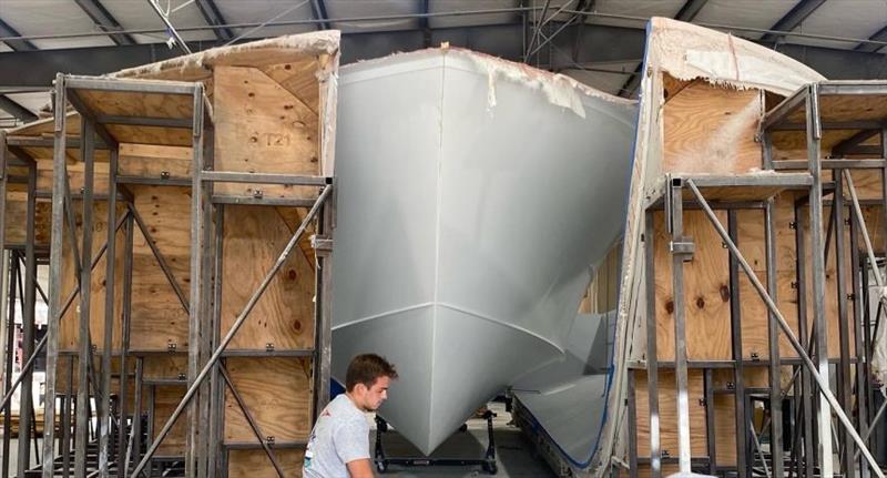 Release 55' Walkaround flybridge hull #1 - photo © Release Boatworks