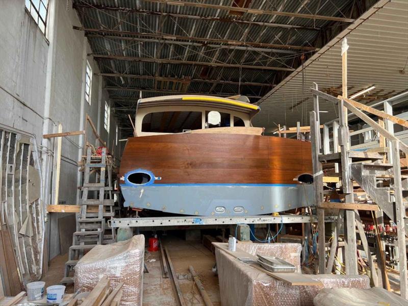 Hull #9 - Transom on and sealed - photo © Michael Rybovich & Sons