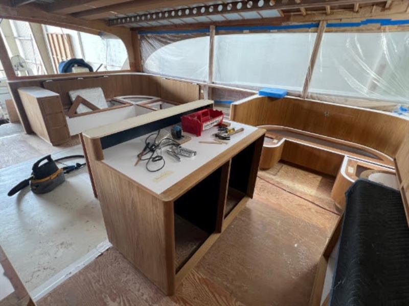Hull #9 - Salon joinery looking aft - photo © Michael Rybovich & Sons