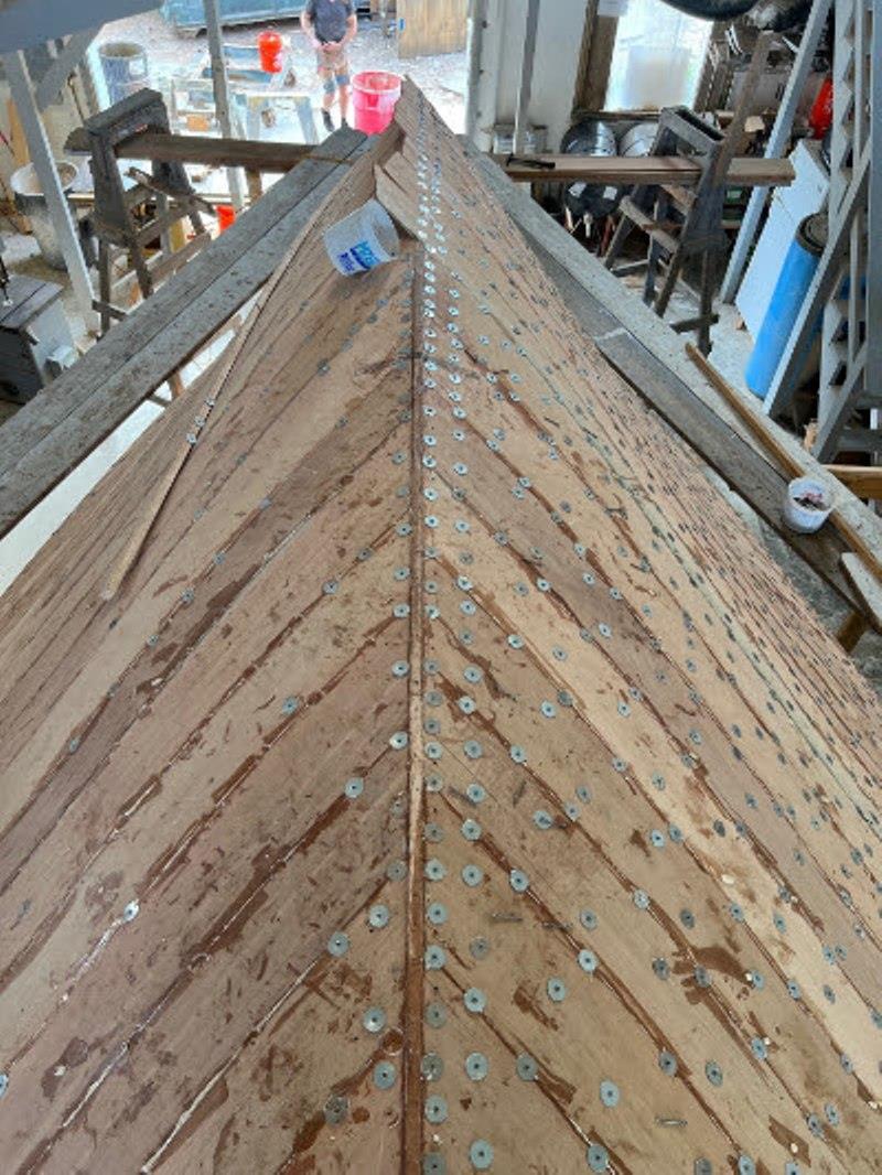 Hull #11 - 3rd bottom layer complete - photo © Michael Rybovich & Sons
