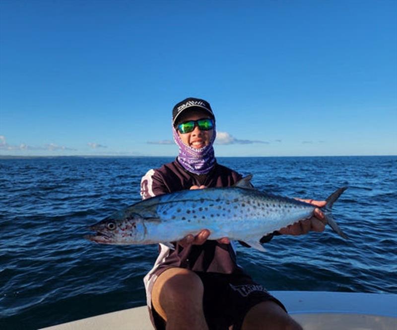 Sean spun up this spotty from Platypus Bay waters this week. Proof there are a few strays lingering. Nothing like the numbers off Wide Bay bar though photo copyright Fisho's Tackle World taken at  and featuring the Fishing boat class