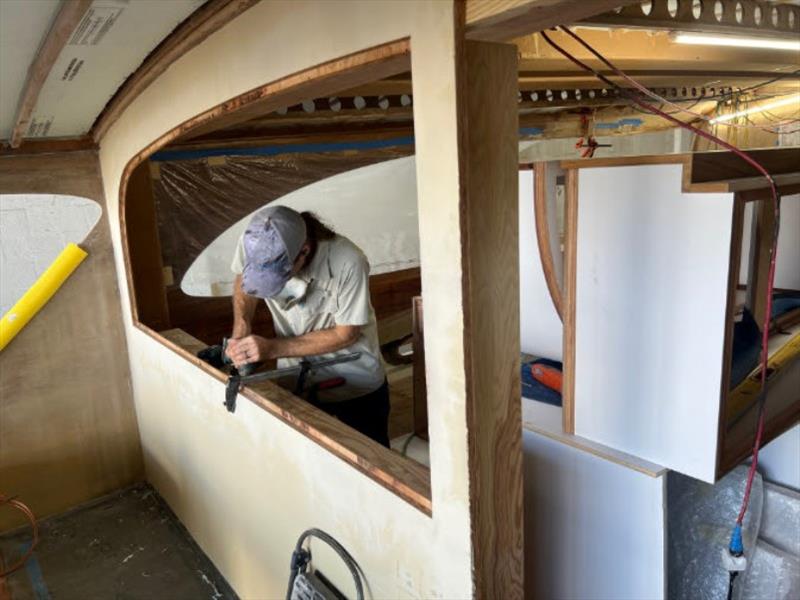 Hull #9 - Paul on the aft bulkhead - photo © Michael Rybovich & Sons