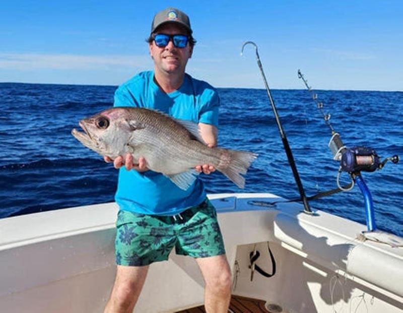 Dan's spanky new deep drop combo was blooded with this solid pearlie in great conditions - photo © Fisho's Tackle World