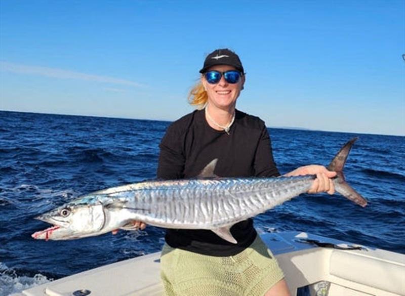 Doreen sorted this spaniard out quick smart. Just one of the pelagics you might encounter offshore at present - photo © Fisho's Tackle World