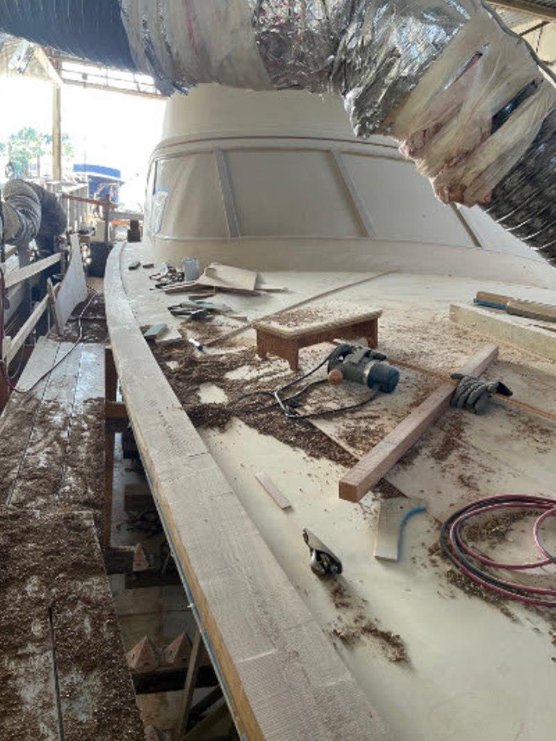 Hull #9 - Starboard toerail roughed in - photo © Michael Rybovich & Sons