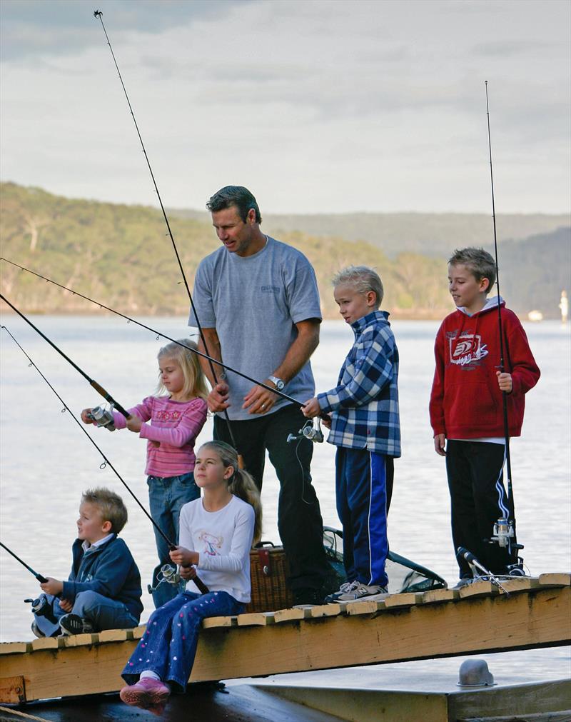 Where it all begins fishing off a wharf with my two daughters and their cousins on the Port Hacking River - photo © Andrew Ettingshausen