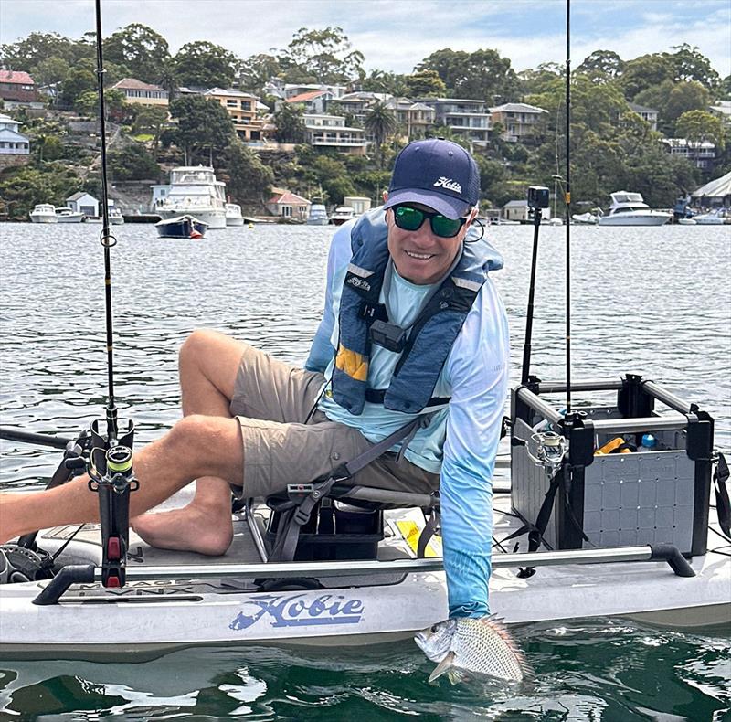 Fishing from my kayak, and I land a nice Bream on the Port Hacking River in NSW photo copyright Andrew Ettingshausen taken at  and featuring the Fishing boat class