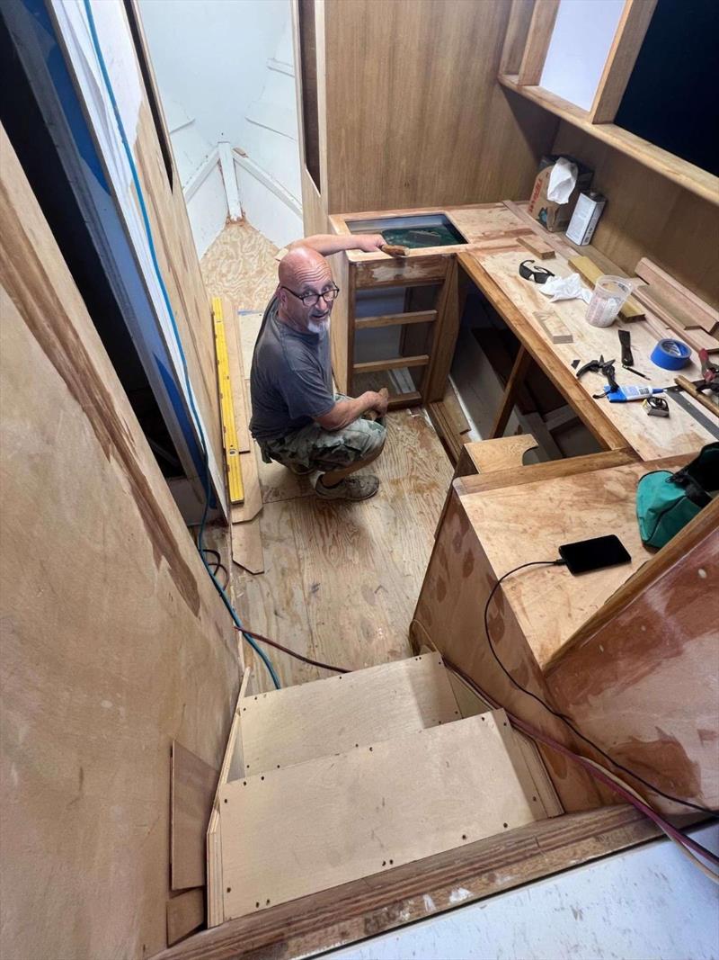 Hull #10 - Mario in the galley - photo © Michael Rybovich & Sons