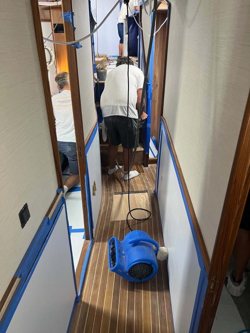 Hull #8 - Final prep on companionway sole - photo © Michael Rybovich & Sons