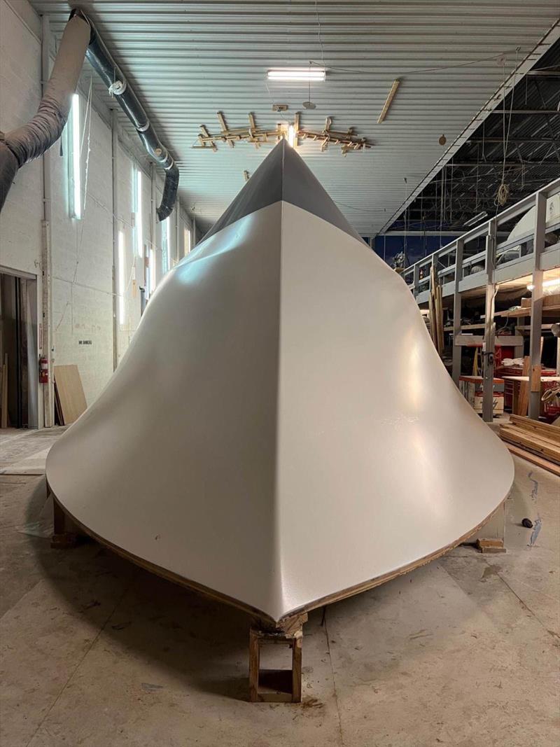 Hull #11 - Hull in finish primer - photo © Michael Rybovich & Sons