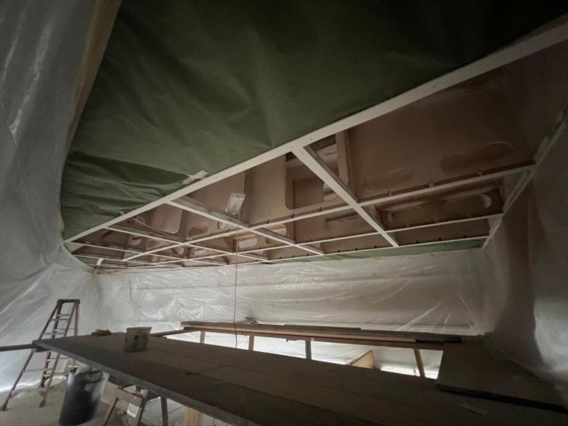 Hull #11 - Forward cabin floor framing - photo © Michael Rybovich & Sons