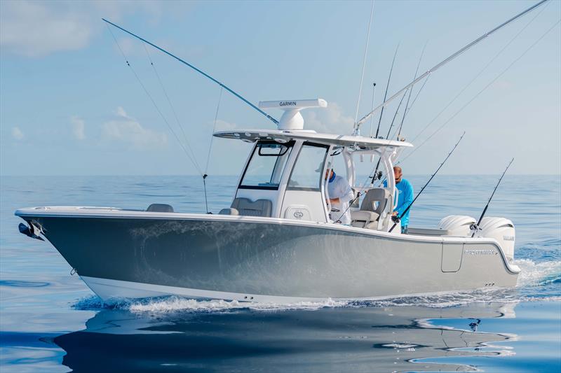 The early morning sunlight reflecting off the hull side of the Open 282 lights up the Shadow Gray making it appear much lighter photo copyright Sportsman Boats taken at  and featuring the Fishing boat class