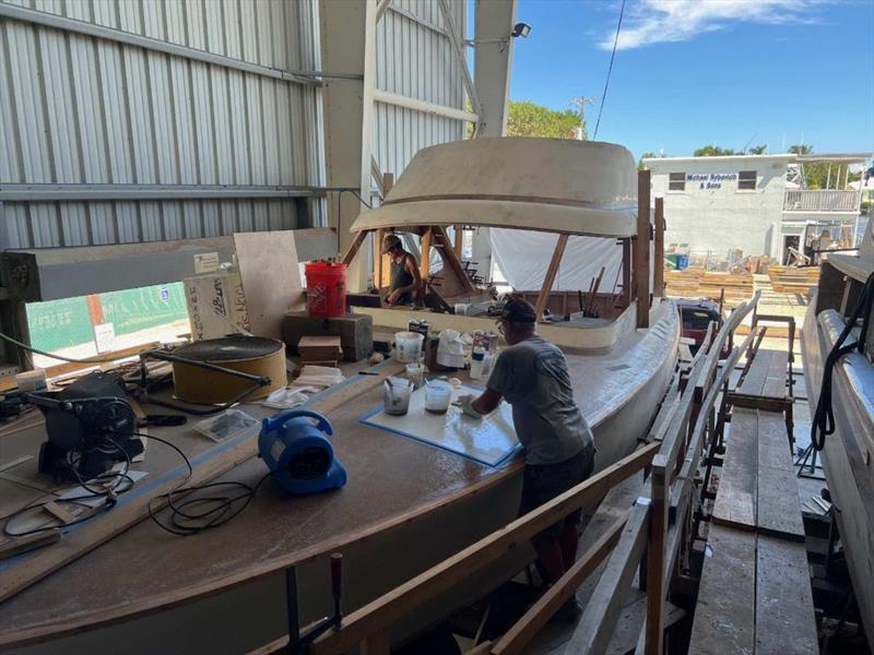 Hull #10 - John tabbing the bridge - photo © Michael Rybovich & Sons