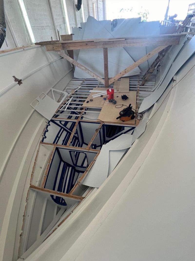 Hull #11 - Forward bilge framing - photo © Michael Rybovich & Sons